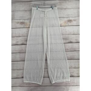 White Fox Semi Sheer Popcorn Textured Lounge‎ Pants Womens Large White